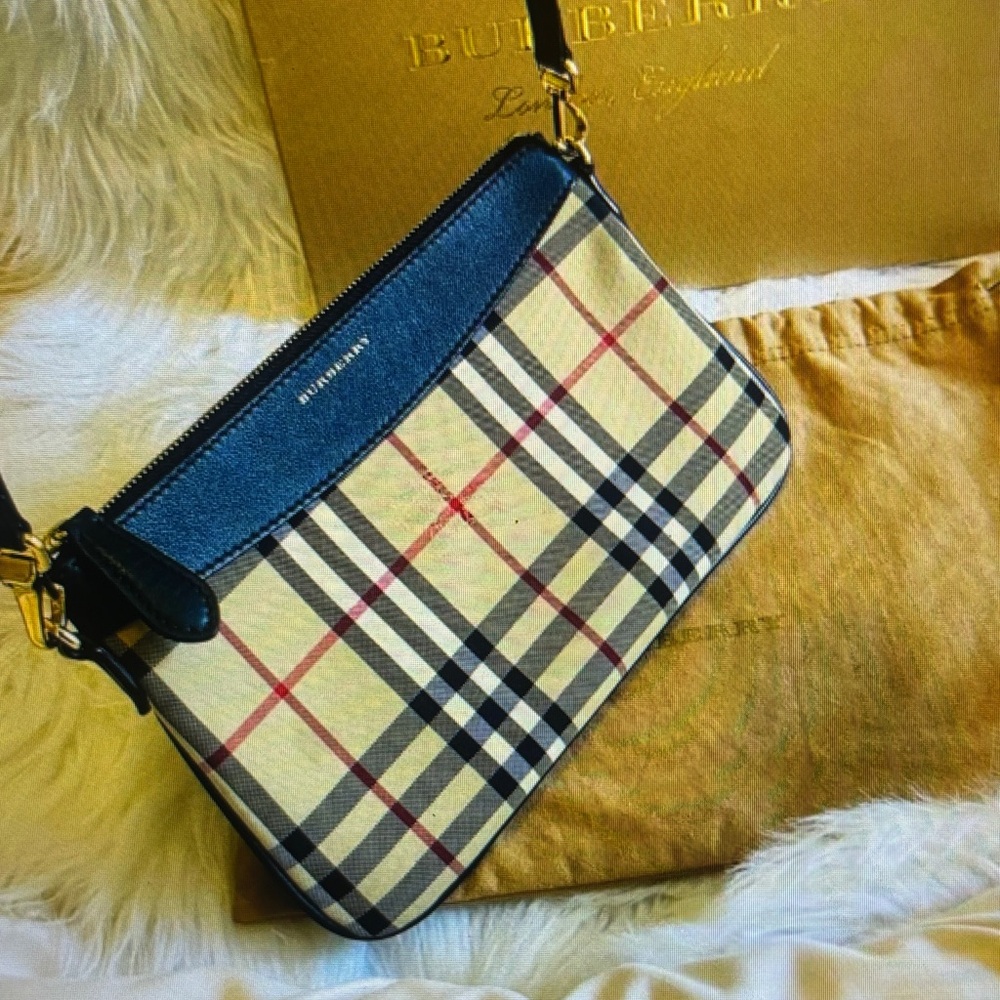 Burberry Black, Beige & Red Check Crossbody Bag - Picture 1 of 3